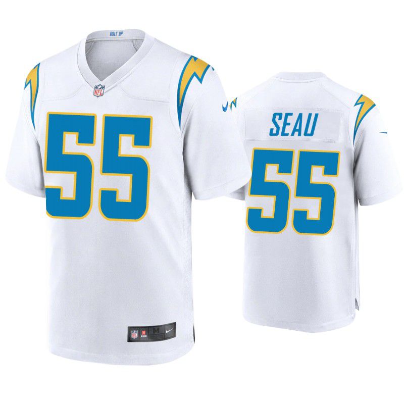 Men Los Angeles Chargers 55 Junior Seau Nike White Game Retired Player NFL Jersey